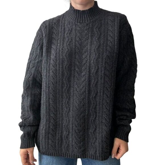 Brooks Brothers Mens Gray Merino Wool Cashmere Cable Knit Fisherman Sweater XL - Picture 6 of 8